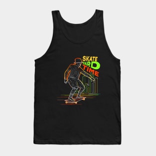 Skateboard Art Design quotes skate board time Tank Top